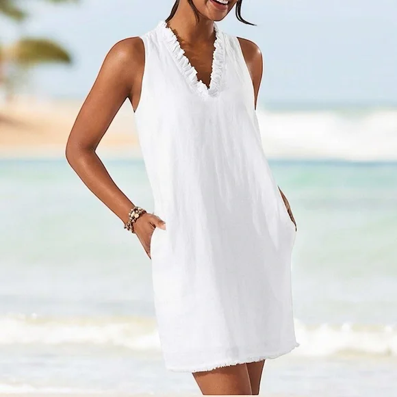 Tommy Bahama Two Palms Ruffle Shift Dress - Picture 1 of 14